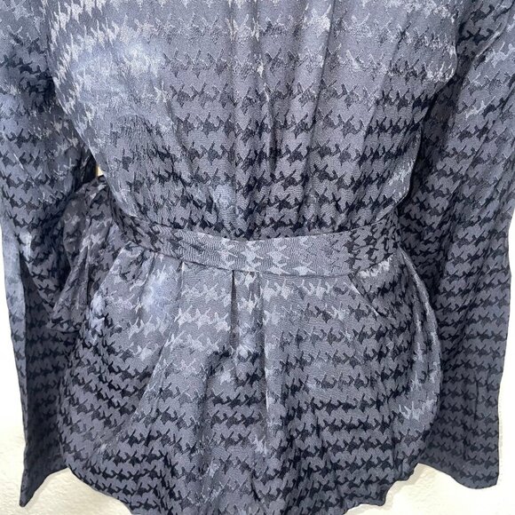 Nine West Women's Black Silky Fabric Sleeve-Slit Wrap Blouse Top Plus Size XL - Picture 4 of 10